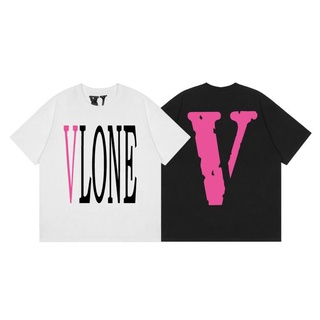 Vlone เสื้อยืดแขนสั้น ผ้าฝ้าย พิมพ์ลาย แฟชั่นสําหรับผู้ชาย และผู้หญิง