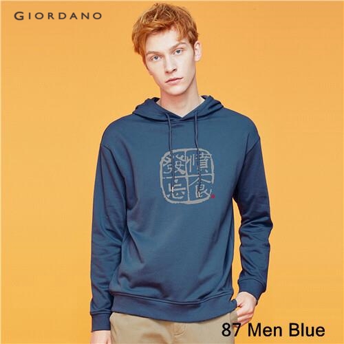 GIORDANO MEN Printed graphic crewneck long-sleeve hoodie 91099618