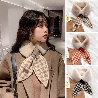 Houndstooth ผ้าพันคอตุ๊กตากระต่ายให้ความอบอุ่น