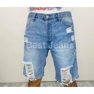 BEST JEANS กางเกงยีนส์ ขาสั้นใส่สบายทรงสวย L937 ผ้าดิบ ไม่ยืด เป็นกระดุม