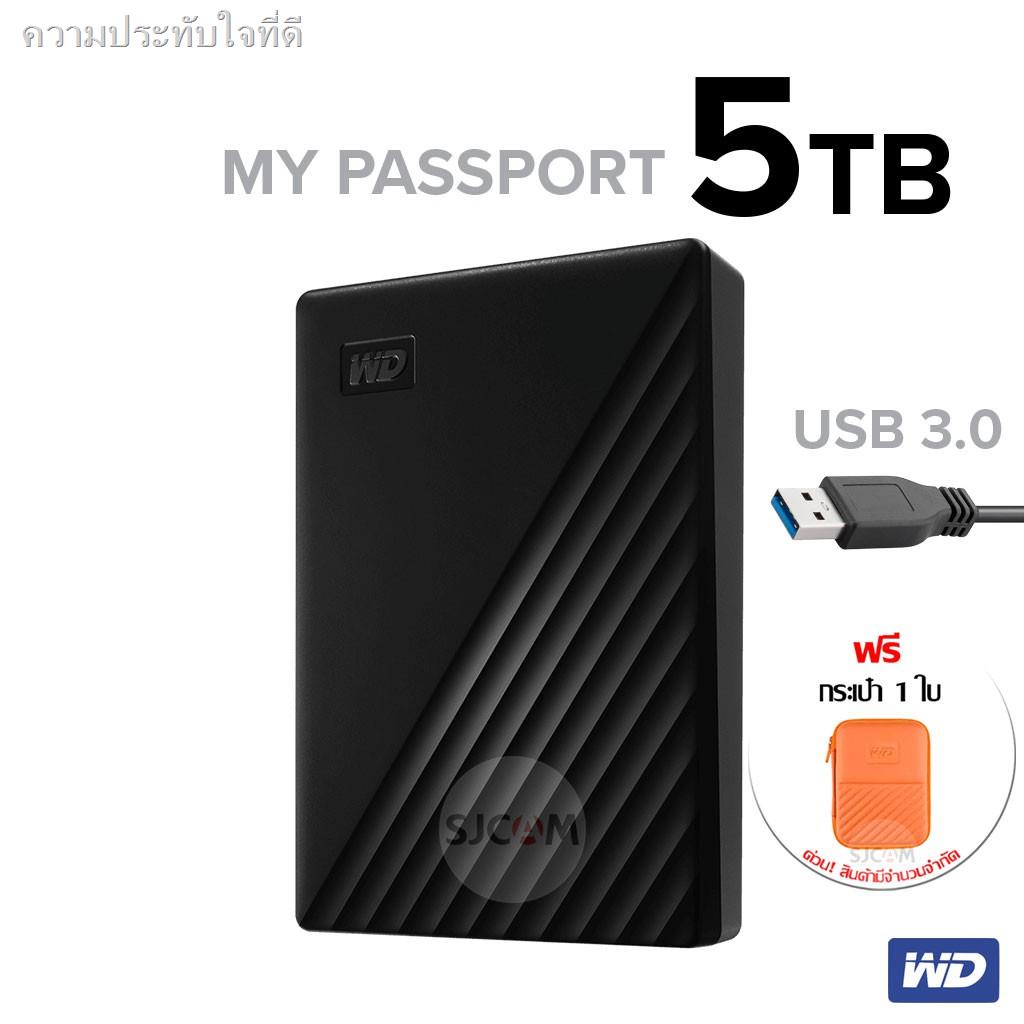 ☍WD External Harddisk 5TB ฮาร์ดดิสก์แบบพกพา My Passport, USB 3.0 External HDD 2.5" (WDBPKJ0050BBK-WESN) สีดำ ประกัน 3ปี0