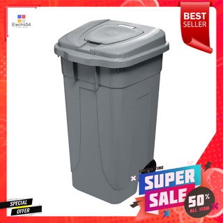 ถังขยะเหลี่ยม ฝาเปิด-ปิด มีล้อ เรืองวา 100L สีเทาSQUARE DUSTBIN WITH WHEEL REANGWA 100L GREY