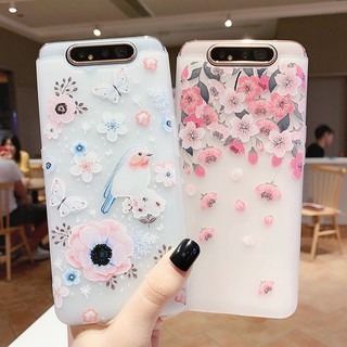 เคสลายดอกไม้สำหรับเคสโทรศัพท์มือถือลายดอกไม้สําหรับ Samsung S 8 S 9 A 10 A 30 A 40 A 60 A 70 A 80 A 90 M 20 M 30 M 40 A 40 S 3 D