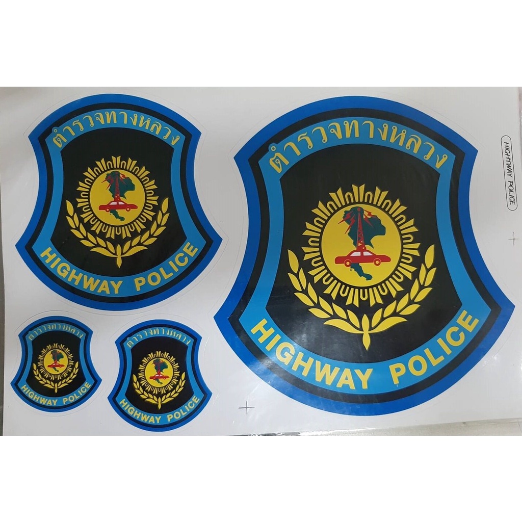 2 แผ่น ตำารวจทางหลวง สติ๊กเกอร์พลาสติกตำารวจทางหลวง ขนาดแผ่นเอ 4 d