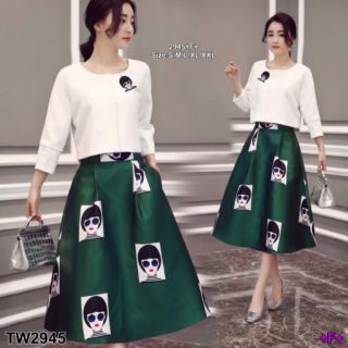 Set 2 เสื้อ+กระโปรง ลาย women