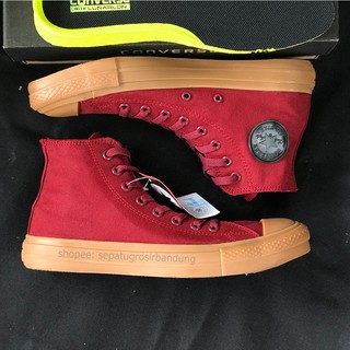 Converse chuck taylor all star high maroon gum รองเท้าผ้าใบลําลอง