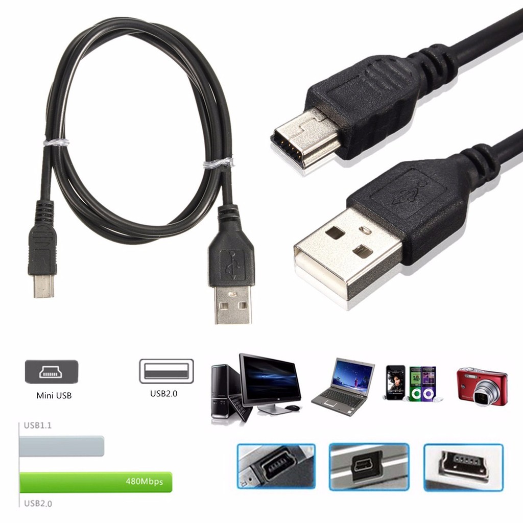 Cables, Chargers & Converters 29 บาท สายชาร์จ หัว mini USB to USB 2.0, ชาร์จลำโพงบลูทูธ MP3 MP4 กล้องดิจิตอล และอุปกรณ์ไฟฟ้าทุกชนิด(80 cm) Mobile & Gadgets