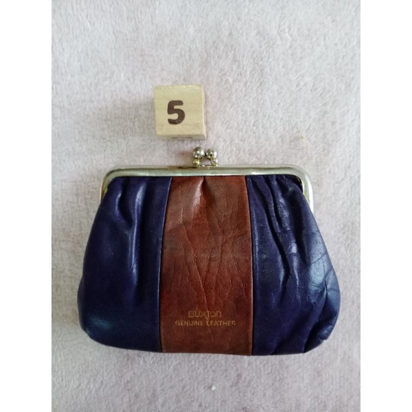 กระเป๋าใส่เหรียญหนังแท้สีน้ำตาลม่วงbuxton