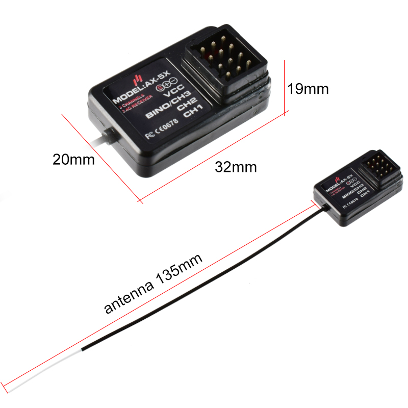 ขายส่ง AUSTAR AX-5S 2.4G 3CH รีโมตรับส่งสัญญาณ อุปกรณ์เสริม สําหรับรถบังคับ TRX4 Axial SCX10 D90