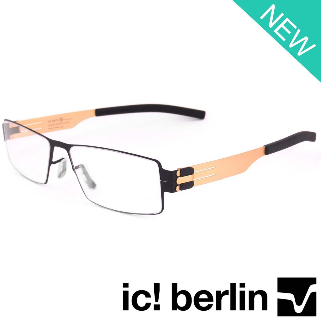Ic Berlin แว่นตารุ่น 863424 สีดำขาทอง กรอบเต็ม ขาข้อต่อ วัสดุ สแตนเลส สตีล Eyeglass ทางร้านเรามีบริการรับตัดเลนส์