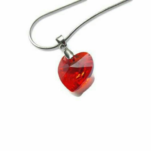 Original Light Siam Love Swarovski สร้อยคอคริสตัลไททาเนียมโซ่