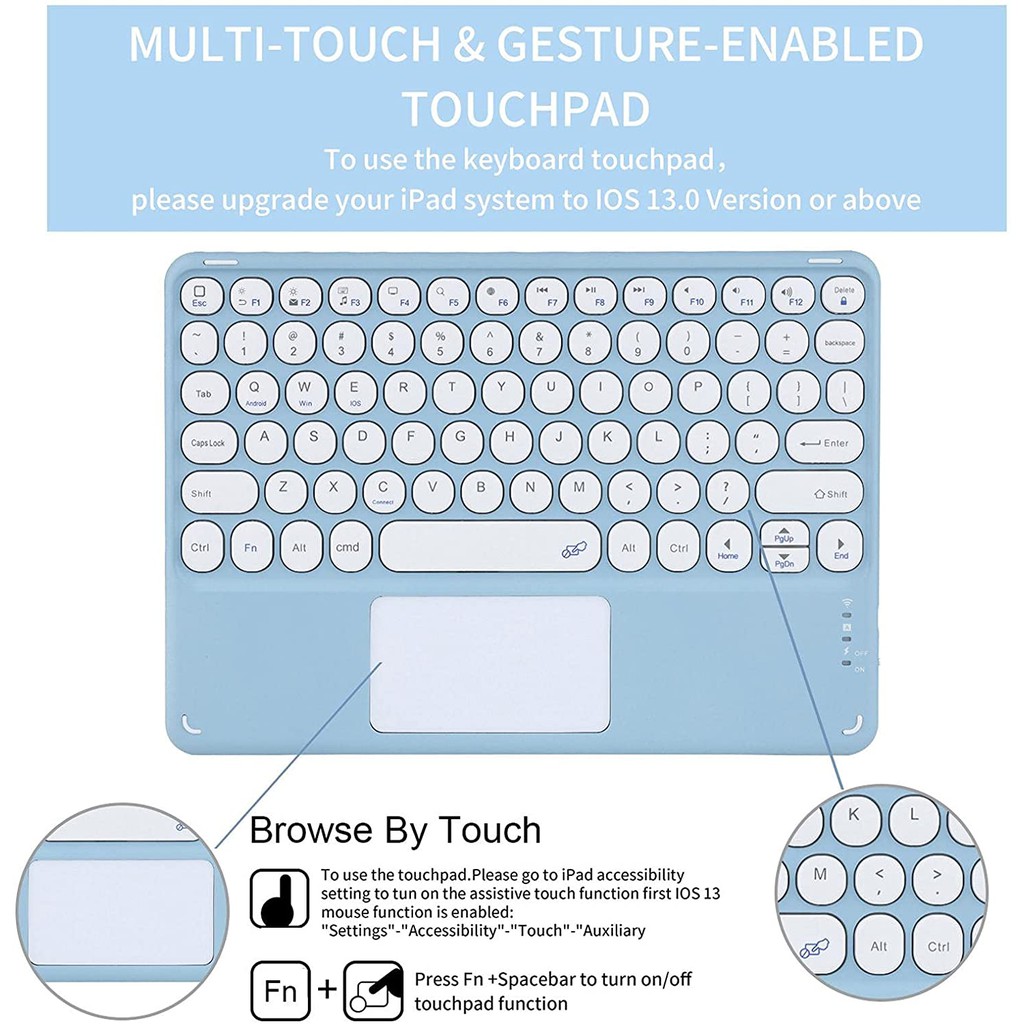 Round Keycap Touchpad Keyboard Case for New iPad Pro 11" 2021 /2018
