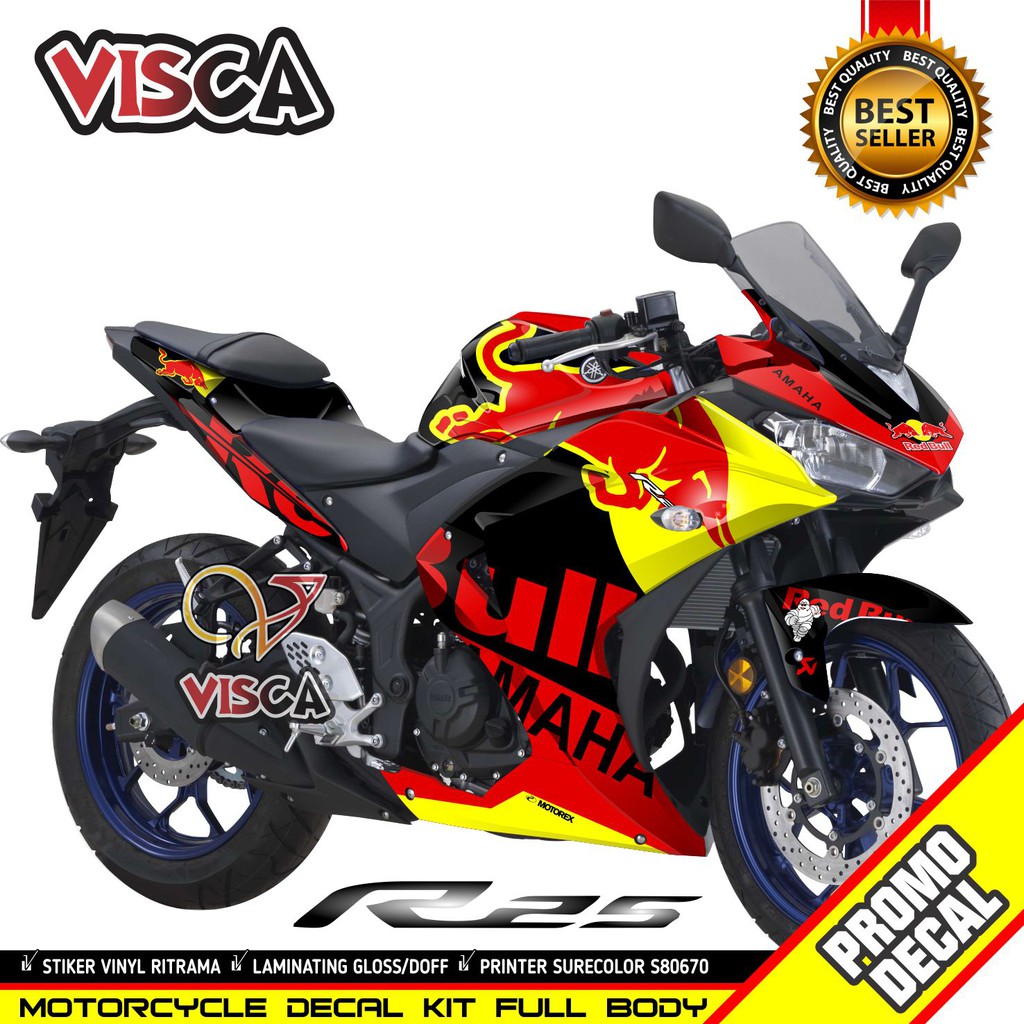Decal R25 Full Body Decal Yamaha R25 สติกเกอร์เก่า R25 สติกเกอร์เต็มรูปแบบ Yamaha R25 Striping R25 V