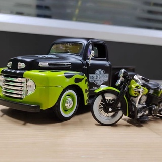 โมเดลฟิกเกอร์ 1/24 Harley Pickup อัลลอย สําหรับตกแต่งรถยนต์ รถจักรยานยนต์