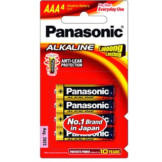 🔥ยอดนิยม!! พานาโซนิค ถ่านอัลคาไลน์ AAA แพ็ค 4 Panasonic Alkaline battery (AAA / pack 4)