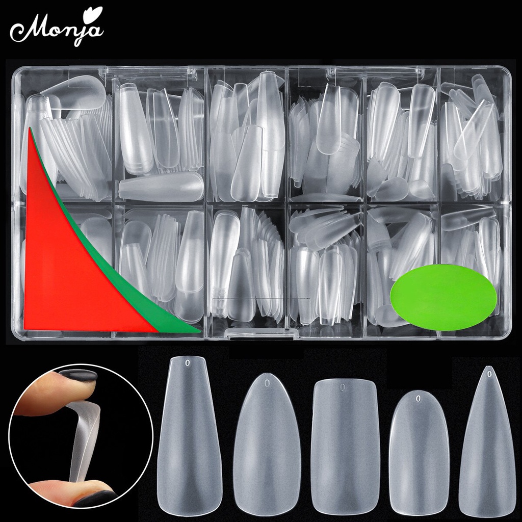 Monja เล็บปลอมอะคริลิคใส สําหรับต่อเล็บยูวีเจล 504 ชิ้น/กล่อง artifical nail tips forms manicure