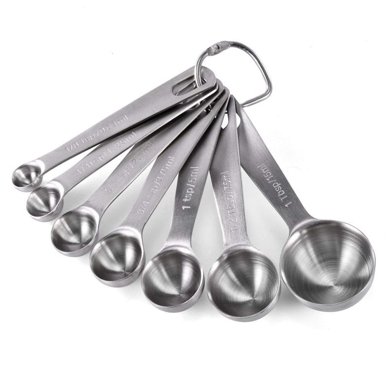 Stainless Steel Measuring Spoons Set of 7 Stackable Measure Spoon for
