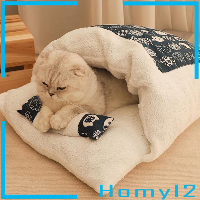 [HOMYL2] สัตว์เลี้ยงแมวเตียงนอนกรงอบอุ่นสุนัขกระท่อมฤดูหนาวในร่มนุ่ม Hideaway กระเป๋า Self Warming Pad อุปกรณ์สําหรับสัตว์เลี้ยง