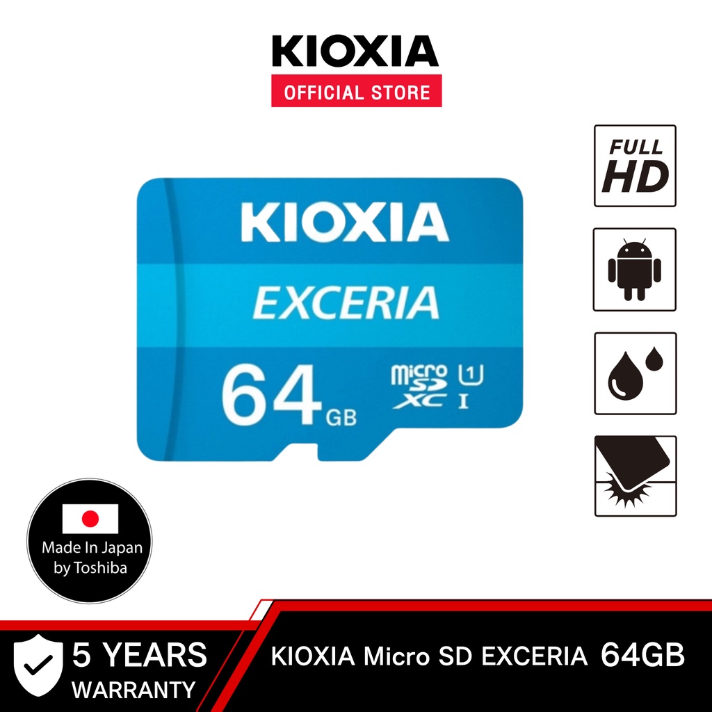 Kioxia Micro SD EXCERIA 64GB CL10 U1 Speed Read 100MB/s (KXA-LMEX1L064GG2/4)  เมมโมรี่การ์ด | Shopee Thailand