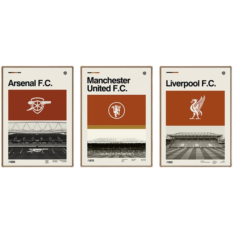 โปสเตอร์ผ้าใบ ลายทีมฟุตบอล Manchester United AC Liverpool F.C. โปสเตอร์ติดผนัง พิมพ์ลาย Premier League Champions สไตล์เรโทร สําหรับตกแต่งบ้าน - รูปที่ 3