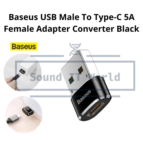 Baseus USB Male To Type-C 5A Female Adapter Converter สีดํา