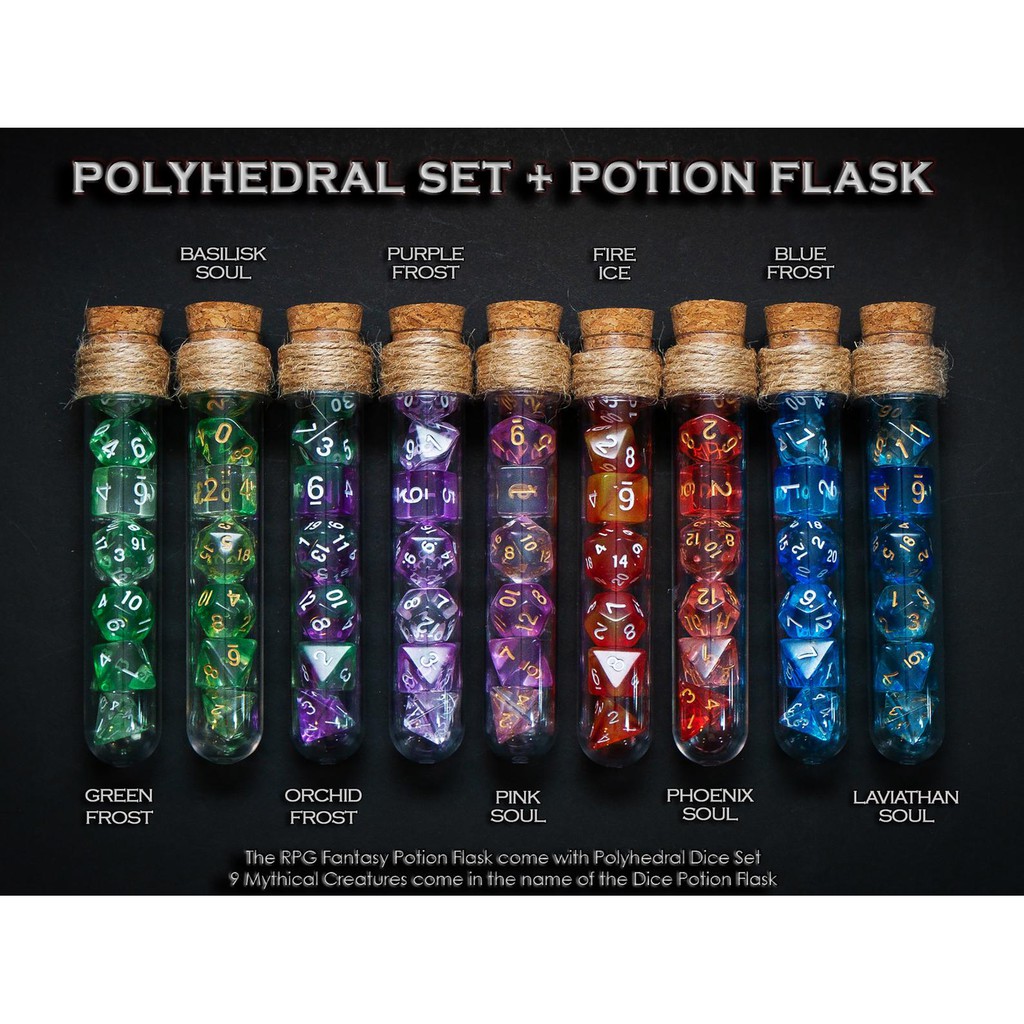 Potion Flask with Dice Set of 7 | ลูกเต๋า Dice For DnD D&D MTG RPG TRPG เกมกระดาน บอร์ดเกม Game ไพ่ทาโรต์ Magic เมจิก