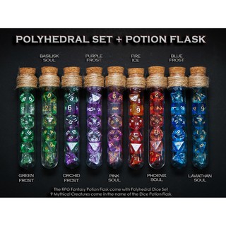 Potion Flask with Dice Set of 7 | ลูกเต๋า Dice For DnD D&amp;D MTG RPG TRPG เกมกระดาน บอร์ดเกม Game ไพ่ทาโรต์ Magic เมจิก