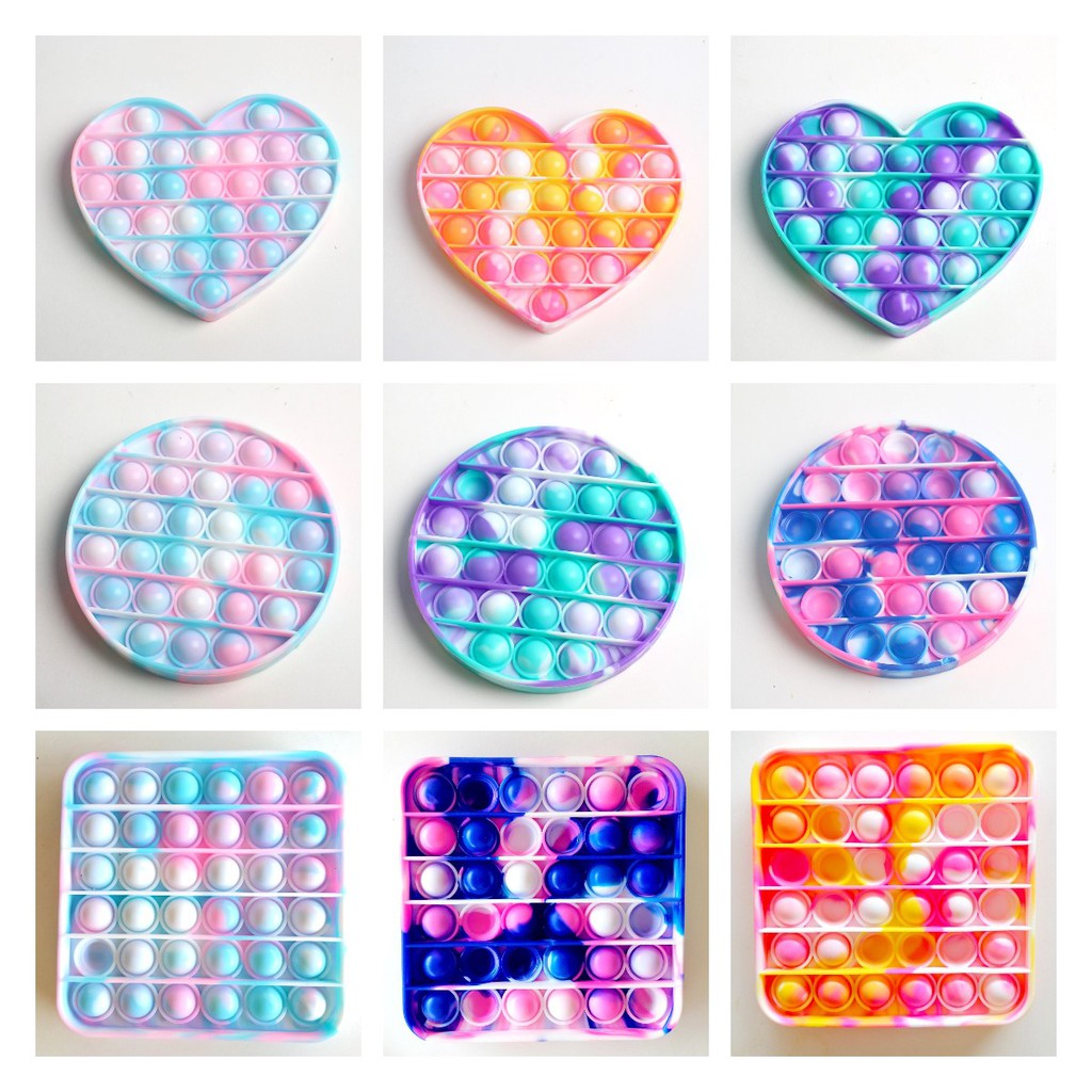 2021 Pop It สีสัน Tie Dye Pop It Fidget ของเล่น Pop It Fidget ของเล่น Pop It Rainbow Pop it Push Pop