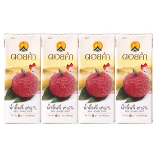 ✨ขายดี✨ ดอยคำ น้ำลิ้นจี่ 98% 200มล. x 4 กล่อง Doi Kham 98% Lychee Juice 200ml x 4 boxes