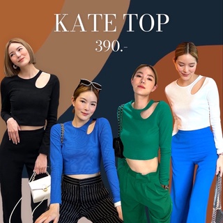 Kate Top เสื้อแขนยาวผ้าร่องเว้าไหล่