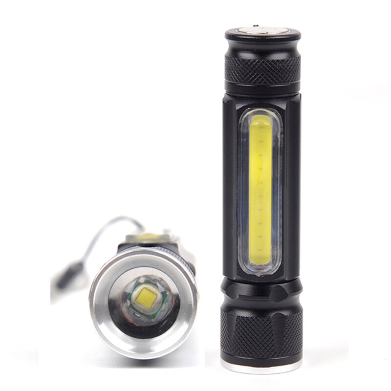 ไฟฉาย LED mini XM-L T6 + COB ซูมได้ มี 3 โหมด แบตเตอรี่ในตัว ชาร์จ USB (สีดำ) ราคา ถูกที่สุด ดีลบีเคเค แกลเลอรีภาพที่ 5