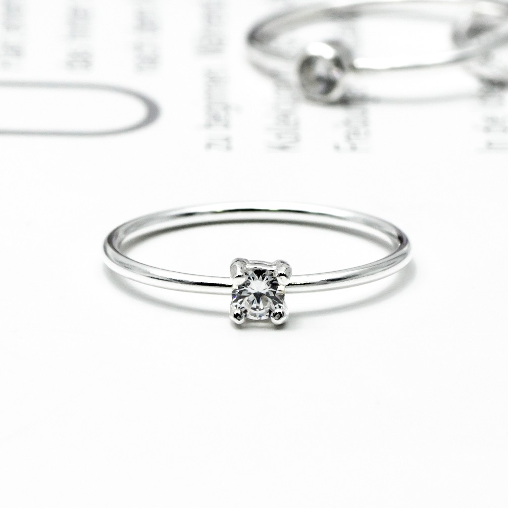 Star Jewelry แหวนเงินแท้ 92.5% แหวนเพชรมินิมอล ประดับเพชร CZ รุ่น RS3054-SS