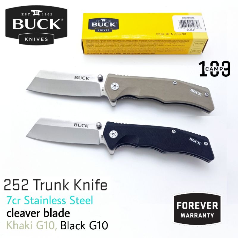 มีด BUCK แท้ รุ่น Trunk มีดปลายทู่แบบคัดเตอร์สะดวกในการหั่นและตัด มีความแข็งแรงสูง ด้าม G10 เหล็ก 7Cr STAINLESS
