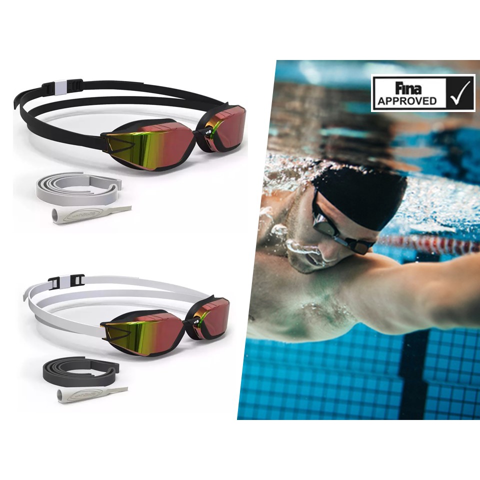 แว่นตาว่ายน้ำรุ่น B-FAST 900 (สีดำแดง เลนส์สะท้อนแสง)
