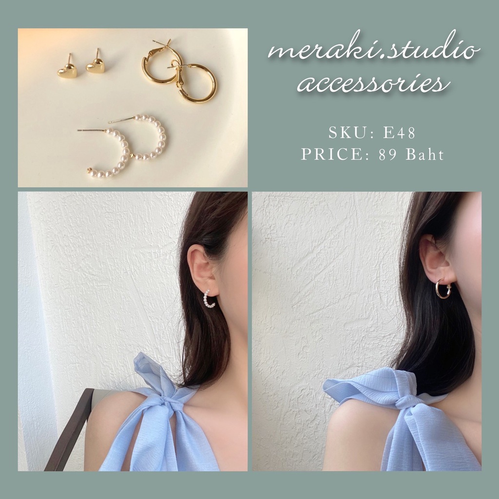 E48 ต่างหู งานเกาหลี แบบใหม่ล่าสุด ต่างหู แฟชั่น Earring Jewelry เครื่องประดับออกงาน ตุ้มหู