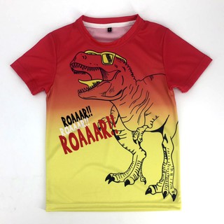 HLurban เสื้อยืดเด็ก คอกลม แขนสั้น พิมพ์ลายไดโนเสาร์ Dinosaur ทีเร็กซ์ T-rex ใส่ได้ทั้งเด็กผู้ชาย เด็กผู้หญิง ผ้าดี