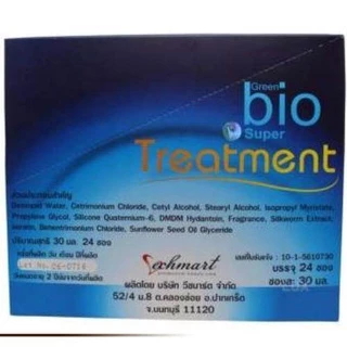 (12 ซอง) Green Bio Super Treatment กรีนไบโอ ซุปเปอทรีทเมนท์ครีม (ซองสีน้ำเงิน) ปรับสภาพเส้นผมหลัง ยืด ดัด ย้อม (12 ซอง)