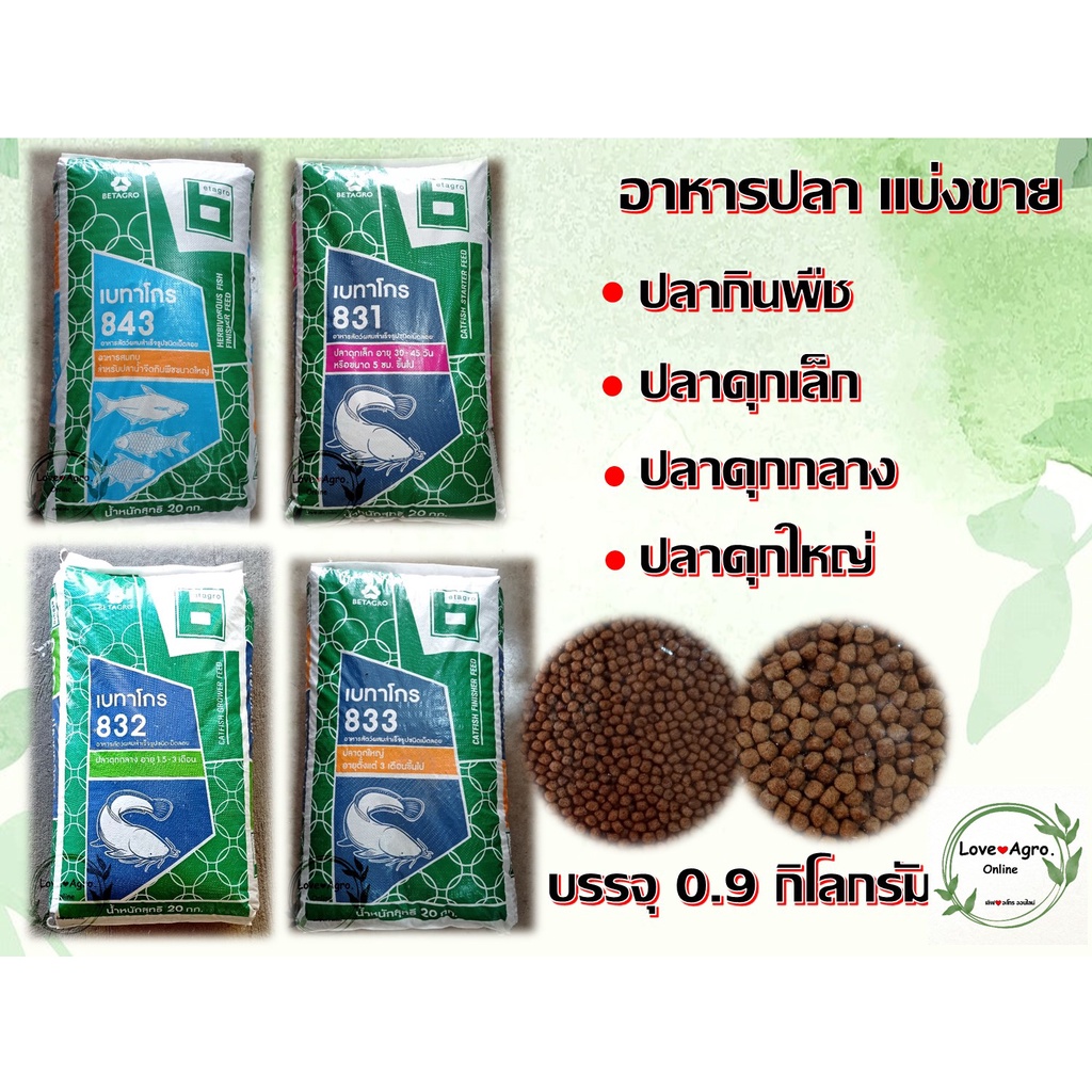 อาหารปลากินพืช อาหารปลาดุกเล็ก ปลาดุกกลาง ปลาดุกใหญ่ #เบทาโกร บรรจุ 1 กิโลกรัม