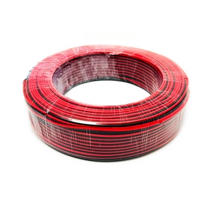 สายไฟ สายลำโพง ดำ แดง 24AWG/0.2sq.mm. 100เมตร เนื้อดี ทองแดงแท้ 100% สายคู่เดินระบบไฟ ระบบลำโพง ในบ้านในรถ