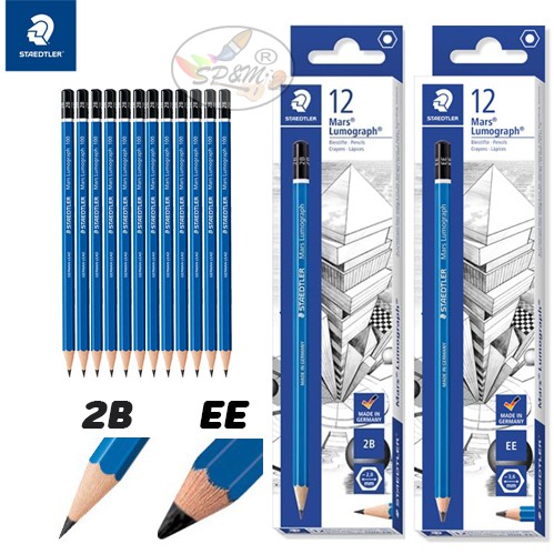 ดินสอ 2B และ EE Staedtler 12แท่ง (รุ่นอย่างดี Lumograph)