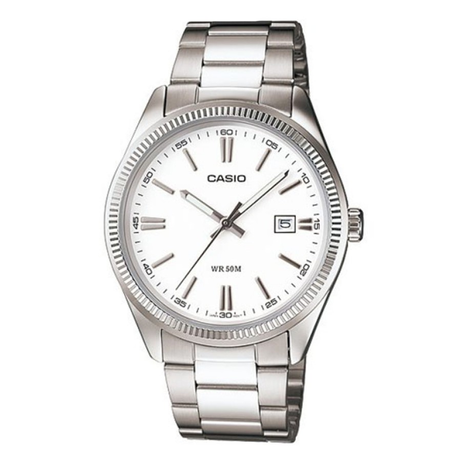 Casio Standard นาฬิกาข้อมือผู้ชาย สายสแตนเลส รุ่น MTP-1302,MTP-1302D,MTP-1302D-7A1 - สีขาว