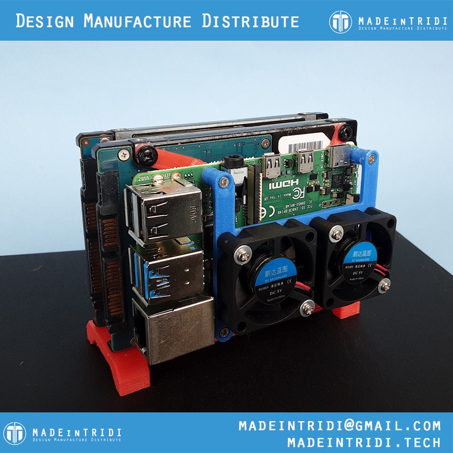 Madeintridi ปลอก Raspberry Pi SSD/HDD 2.5 "กรณี Raspi NAS Server Case พร้อมพัดลม Mount holder