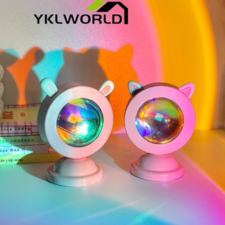 YKLWORLD โคมไฟโปรเจคเตอร์ LED ไฟสร้างบรรยากาศ ไฟพื้นหลังพระอาทิตย์ตก ไฟพระอาทิตย์ตก สีรุ้ง