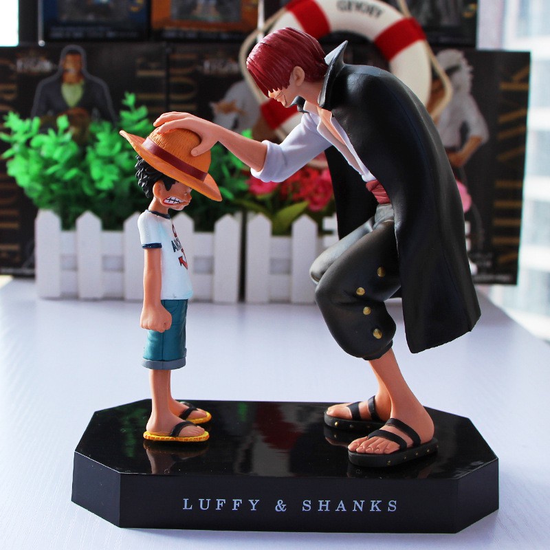 One Piece ลูฟี่และแชงคูส Luffy&amp;Shanks Action Figure โมเดลวันพีช,ฟิกเกอร์วันพีช Luffy Childhood ฟิกเกอร์อนิเมะ