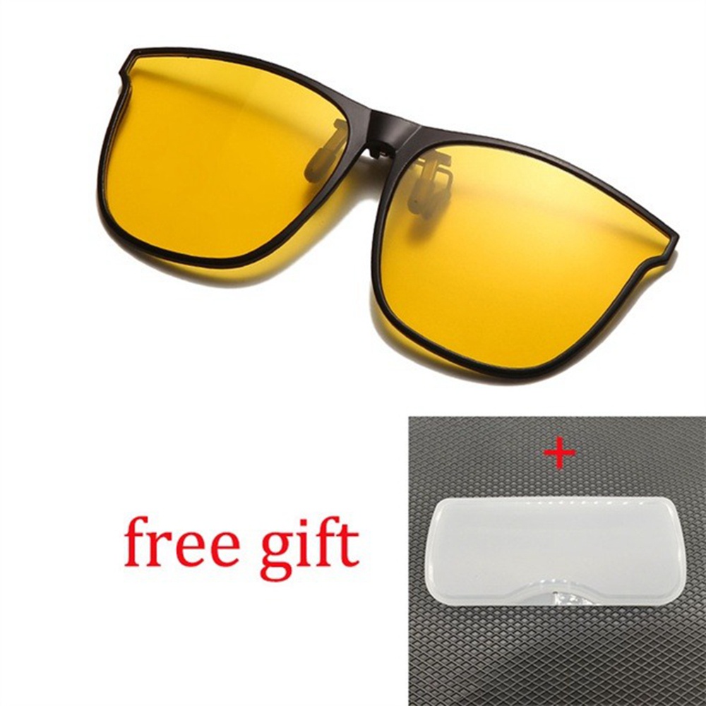 Vintage Black Large Round Polarized ClipOn Sunglasses Car Driver