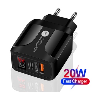 Universal อุปกรณ์เสริมที่ชาร์จ Quick Pd / 20W Pd + Qc พอร์ตคู่ดิจิตอล / Us / Eu / Uk อุปกรณ์ชาร์จหัวโทรศัพท์