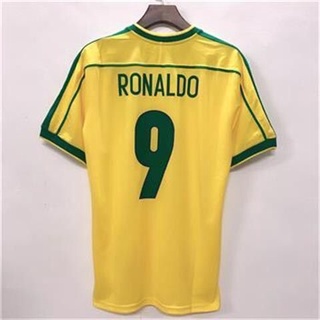 เสื้อกีฬาแขนสั้น ลายทีมชาติฟุตบอล RONALDO RIVALDO 1998 ชุดเหย้า