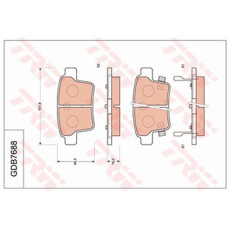 ผ้าดิสเบรคหลัง PROTON GEN 2 2004- PERSONA 2008- SATRIA NEO 2007- JAGUAR X-TYPE X400 2001- BYD M6 S6 2010- GDB7688 TRW