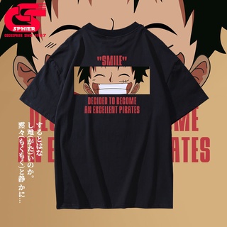 อะนิเมะการ์ตูน One Piece ฤดูร้อนแขนสั้นเสื้อยืดผู้ชายและผู้หญิงหลวมคู่สวม Cotton Tide แบรนด์เสื้อยืด Smile Luffy เสื้อยื