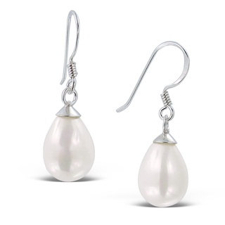 SILVER THAI   Silver Tear Drop Pearl Earrings เครื่องประดับเงินแท้ต่างหูมุกน้ำจืดหยดน้ำตา